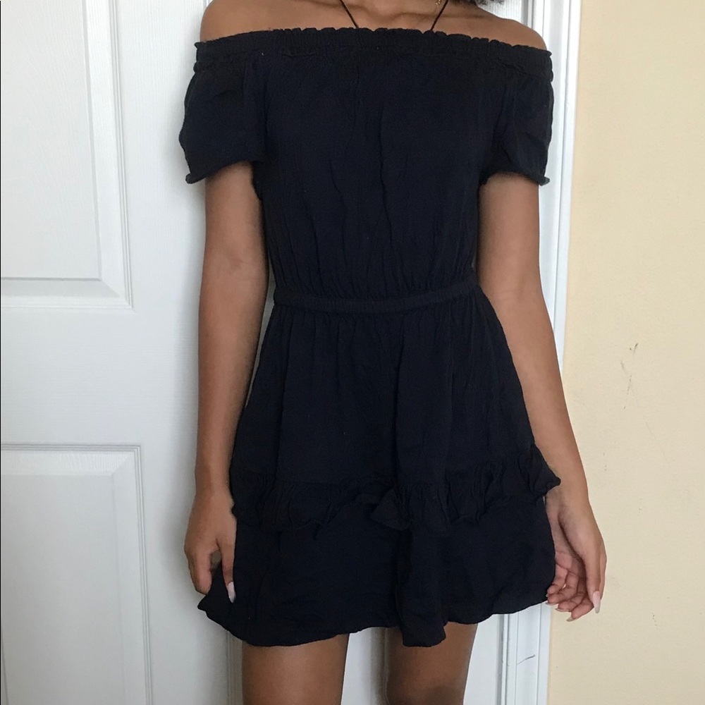 Navy blue off shoulder dress